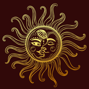 Sun and moon vintage illustration